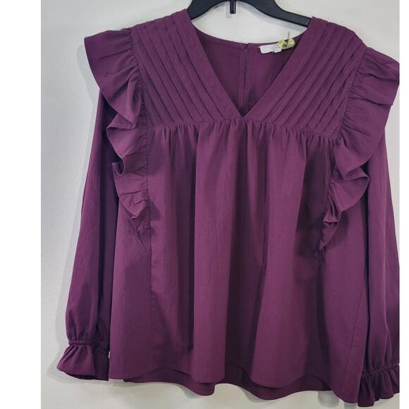 Anthropologie Entro Blouse Womens Small Cottagecore Whimsical Ruffled Boho Shirt - Picture 1 of 9